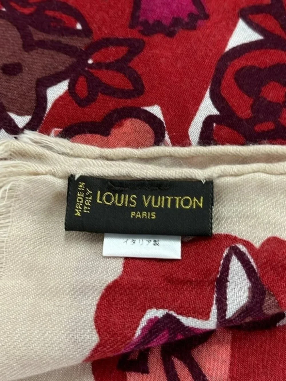 LOUIS VUITTON Bordeaux Pink Multi Unconfirmed Scarf Cashmere Silk